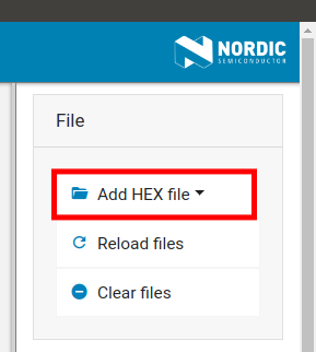nRF Connect: Add HEX file